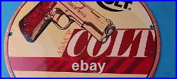 Vintage Colt Porcelain Revolvers Pistols 10 Firearm Gas Service Pump Plate Sign