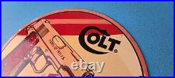 Vintage Colt Porcelain Revolvers Pistols 10 Firearm Gas Service Pump Plate Sign