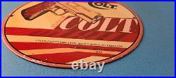 Vintage Colt Porcelain Revolvers Pistols 10 Firearm Gas Service Pump Plate Sign