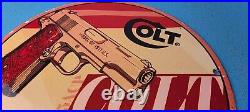 Vintage Colt Porcelain Revolvers Pistols 10 Firearm Gas Service Pump Plate Sign