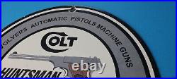 Vintage Colt Porcelain Revolvers Pistols Machine Guns Firearm Service 12 Sign