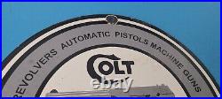 Vintage Colt Porcelain Revolvers Pistols Machine Guns Firearm Service Gas Sign