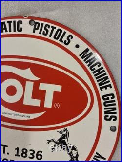 Vintage Colt Porcelain Sign Pistols Revolvers Ammo Machine Guns Hartford