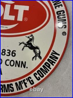 Vintage Colt Porcelain Sign Pistols Revolvers Ammo Machine Guns Hartford