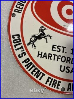 Vintage Colt Porcelain Sign Pistols Revolvers Ammo Machine Guns Hartford