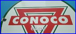 Vintage Conoco Gasoline Porcelain Gas Service Station Pump Plate Ad Sign