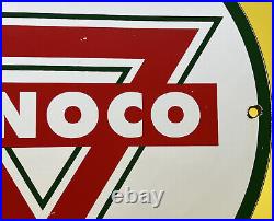 Vintage Conoco Gasoline Porcelain Sign Gas Station Pump Plate Motor Oil Service