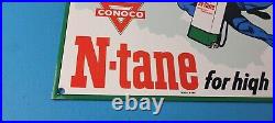 Vintage Conoco Gasoline Sign Superman Comics Porcelain Gas Pump Sign