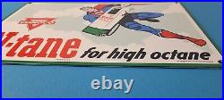 Vintage Conoco Gasoline Sign Superman Comics Porcelain Gas Pump Sign