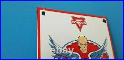 Vintage Conoco X-men Gas Porcelain N-tane Gasoline And Oil Comic Pump Plate Sign