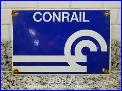Vintage Conrail Railroad Porcelain Sign Old Train Csx Rail Service Gas Oil