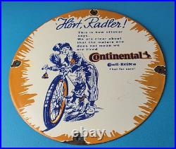 Vintage Continental Porcelain Sign Auto Car & Bike Tires Gas Pump Sign