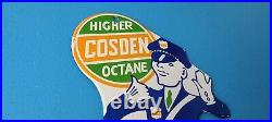 Vintage Cosden Gasoline Porcelain High Octane Gas Oil Service Station Pump Sign