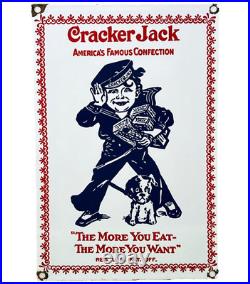 Vintage Cracker Jack Porcelain Sign Carmel Corn Gas Station Oil Movie Theater