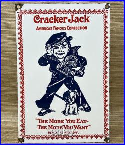 Vintage Cracker Jack Porcelain Sign Carmel Corn Gas Station Oil Movie Theater