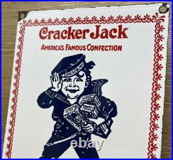 Vintage Cracker Jack Porcelain Sign Carmel Corn Gas Station Oil Movie Theater