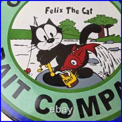 Vintage Creek Chub Bait Caster Sign Gas Pump Felix Fishing Porcelain Pump Sign