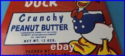 Vintage Crunchy Peanut Butter Sign Donald Duck Porcelain Gas Service Pump Sign