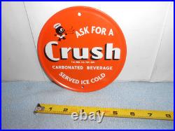 Vintage Crushy Orange Crush Soda Pop Advertising Sign Embossed Tin Metal Tacker Vintage Crushy Orange Crush Soda Pop Advertising Sign Embossed Tin Metal Tacker