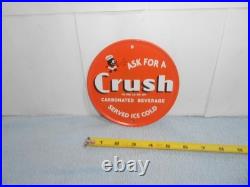 Vintage Crushy Orange Crush Soda Pop Advertising Sign Embossed Tin Metal Tacker