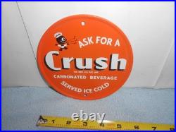 Vintage Crushy Orange Crush Soda Pop Advertising Sign Embossed Tin Metal Tacker