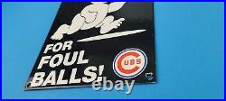 Vintage Cubs Porcelain Mlb Service Baseball Field Chicago Wrigley Stadium Sign