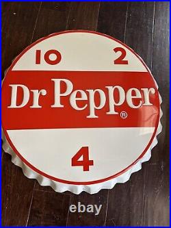 Vintage DR PEPPER 10-2-4 Embossed Metal Bottlecap SIGN RareLimited Distro24
