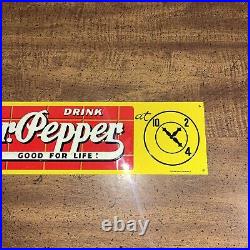 Vintage DR PEPPER Metal Sign Drink A Bite To Eat Advertising 17.5x4 Embossed