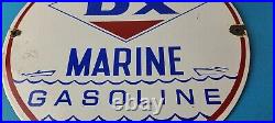 Vintage DX Diamond Motor Oil Sign Marine Gasoline Outboard Pump Porcelain Sign