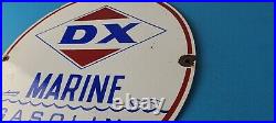 Vintage DX Diamond Motor Oil Sign Marine Gasoline Outboard Pump Porcelain Sign