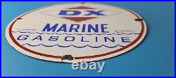 Vintage DX Diamond Motor Oil Sign Marine Gasoline Outboard Pump Porcelain Sign