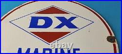 Vintage DX Diamond Motor Oil Sign Marine Gasoline Outboard Pump Porcelain Sign