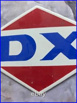 Vintage DX Gasoline Porcelain Sign 9 X 5.5