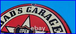 Vintage Dad's Garage Porcelain Mechanic Full Service Automobile Gas Station Sign