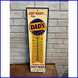 Vintage Dad's Root Beer Metal Thermometer Advertising Soda Sign 27
