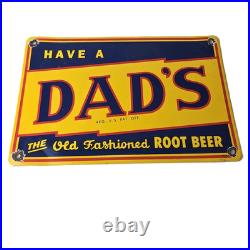 Vintage Dad's Root Beer Sign Old Fashioned Beverage Store Gas Oil Pump Sign