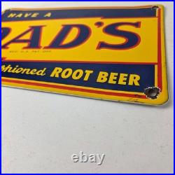 Vintage Dad's Root Beer Sign Old Fashioned Beverage Store Gas Oil Pump Sign