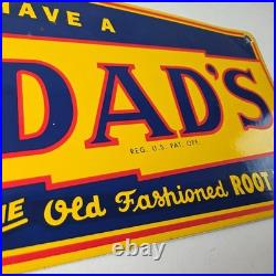 Vintage Dad's Root Beer Sign Old Fashioned Beverage Store Gas Oil Pump Sign