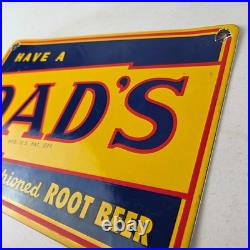 Vintage Dad's Root Beer Sign Old Fashioned Beverage Store Gas Oil Pump Sign