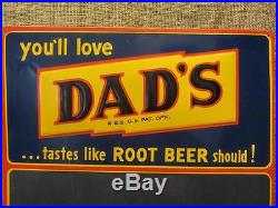 Vintage Dad's Root Beer Sign w Deep Color Antique Signs Soda Cola Pop 8723