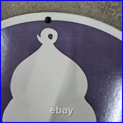 Vintage Dairy Queen Old Us Gasoline Oil Gas Pump Enamel Porcelain Sign
