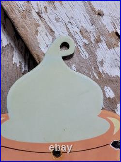 Vintage Dairy Queen Porcelain Sign Old Ice Cream Milkshake Dessert Cone Diecut
