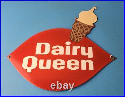 Vintage Dairy Queen Sign Porcelain Diner Gas Pump Ice Cream Cone Sign