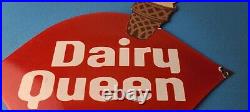 Vintage Dairy Queen Sign Porcelain Diner Gas Pump Ice Cream Cone Sign