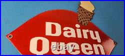 Vintage Dairy Queen Sign Porcelain Diner Gas Pump Ice Cream Cone Sign