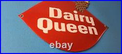 Vintage Dairy Queen Sign Porcelain Diner Gas Pump Ice Cream Cone Sign