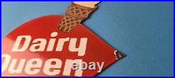 Vintage Dairy Queen Sign Porcelain Diner Gas Pump Ice Cream Cone Sign