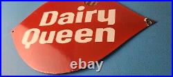 Vintage Dairy Queen Sign Porcelain Diner Gas Pump Ice Cream Cone Sign