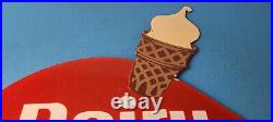 Vintage Dairy Queen Sign Porcelain Diner Gas Pump Ice Cream Cone Sign