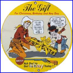 Vintage Daisy Bb Gun Porcelain Sign Dealership Air Rifle Gas Motor Oil Pistol